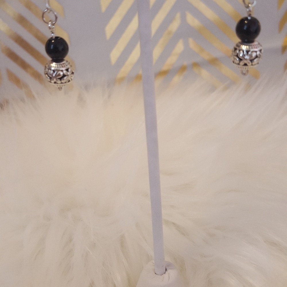 PTB black and silver butterfly earrings